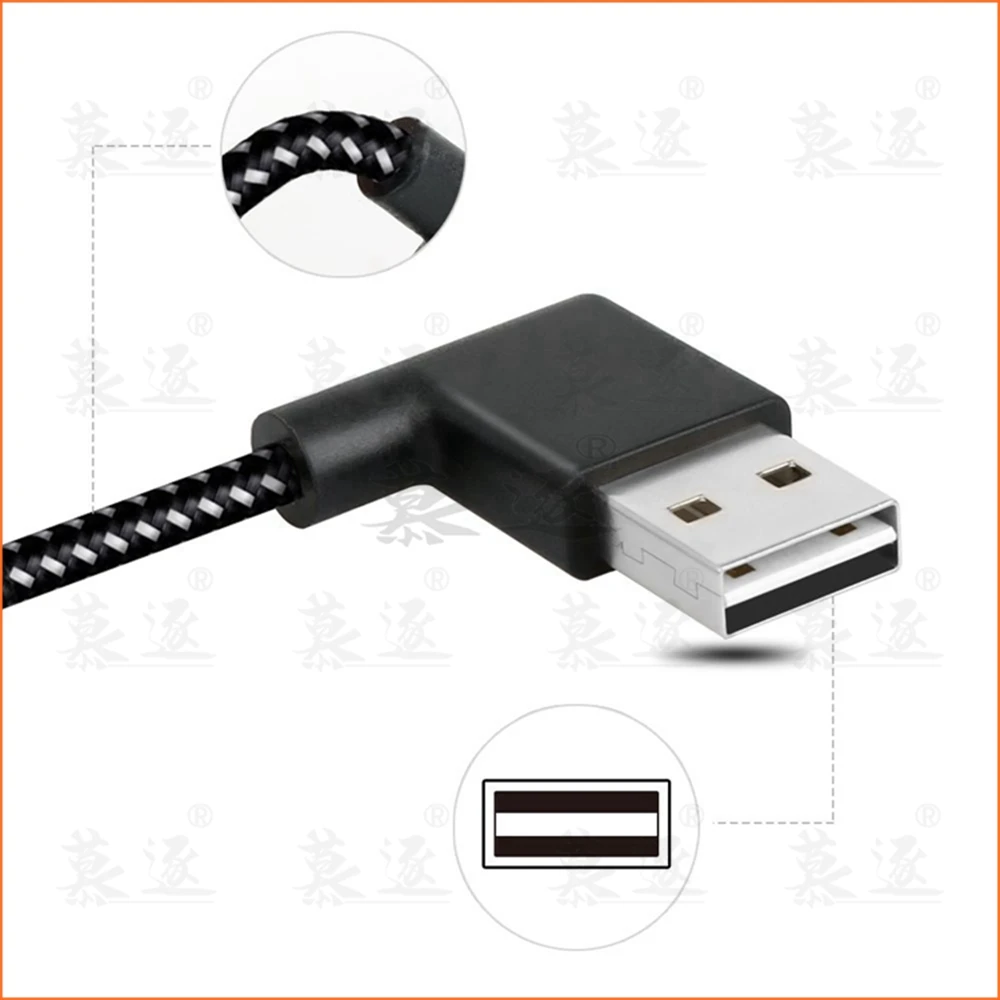 USB2.0 to Type-C Cable 90 Degree Connector USB3.1 Type-C Fast Charging Data Cable for All Type C Device Nylon Braided Cable