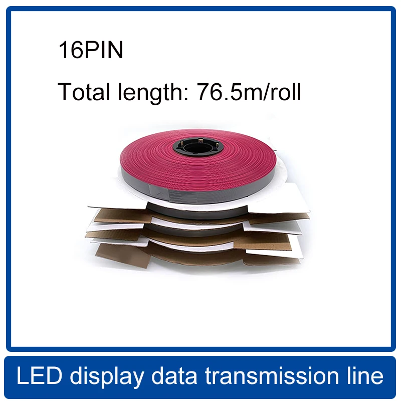 

76 м/рулон, 16-контактный кабель для передачи данных со светодиодным дисплеем, плоский серый провод 1,27 мм