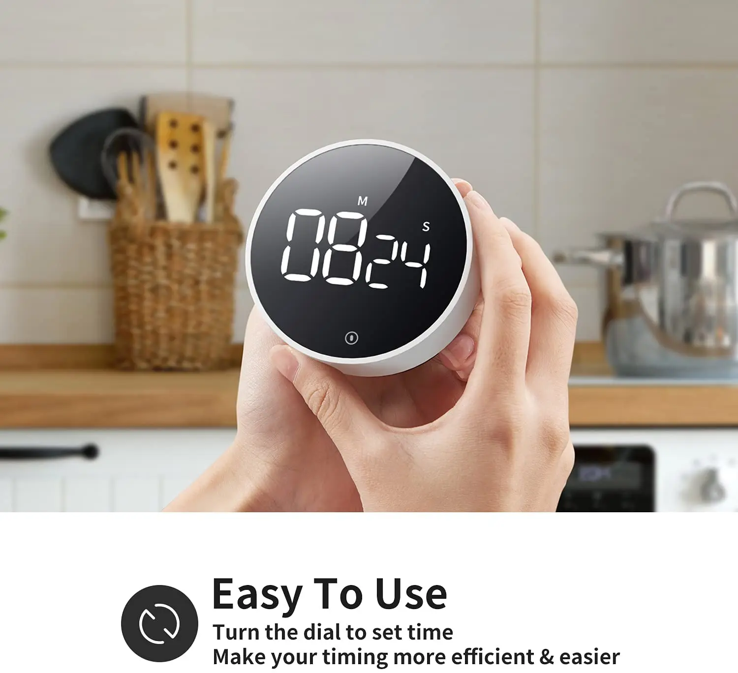 Miiiw Digital Kitchen Timer Magnetic Countdown Timer with 3 Volume Levels 2 Non-Slip Pads Egg with Large LED Screen