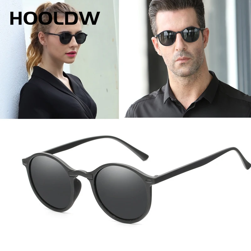 HOOLDW Vintage Women Polarized Sunglasses UV400 Men Retro Round Small Sun Glasses Male Driving Goggle Eyewear Gafas de sol