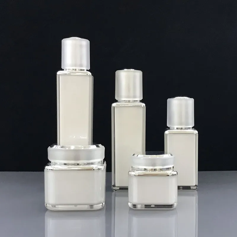 

10pcs Acrylic Cream Jar Silver 30g Lotion Pump Bottle Emulsion Pump 120ml Cosmetic Container Empty Sample Vial Essence Packaging