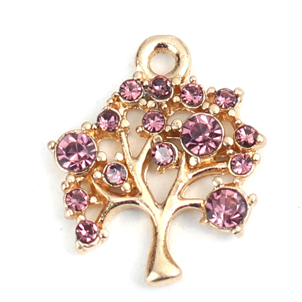 Fruit Tree Charms Zinc Based Alloy Rhinestone Charms Gold Color Blue16* 14mm For DIY Necklace Jewelry Handmade Making, 5 PCs