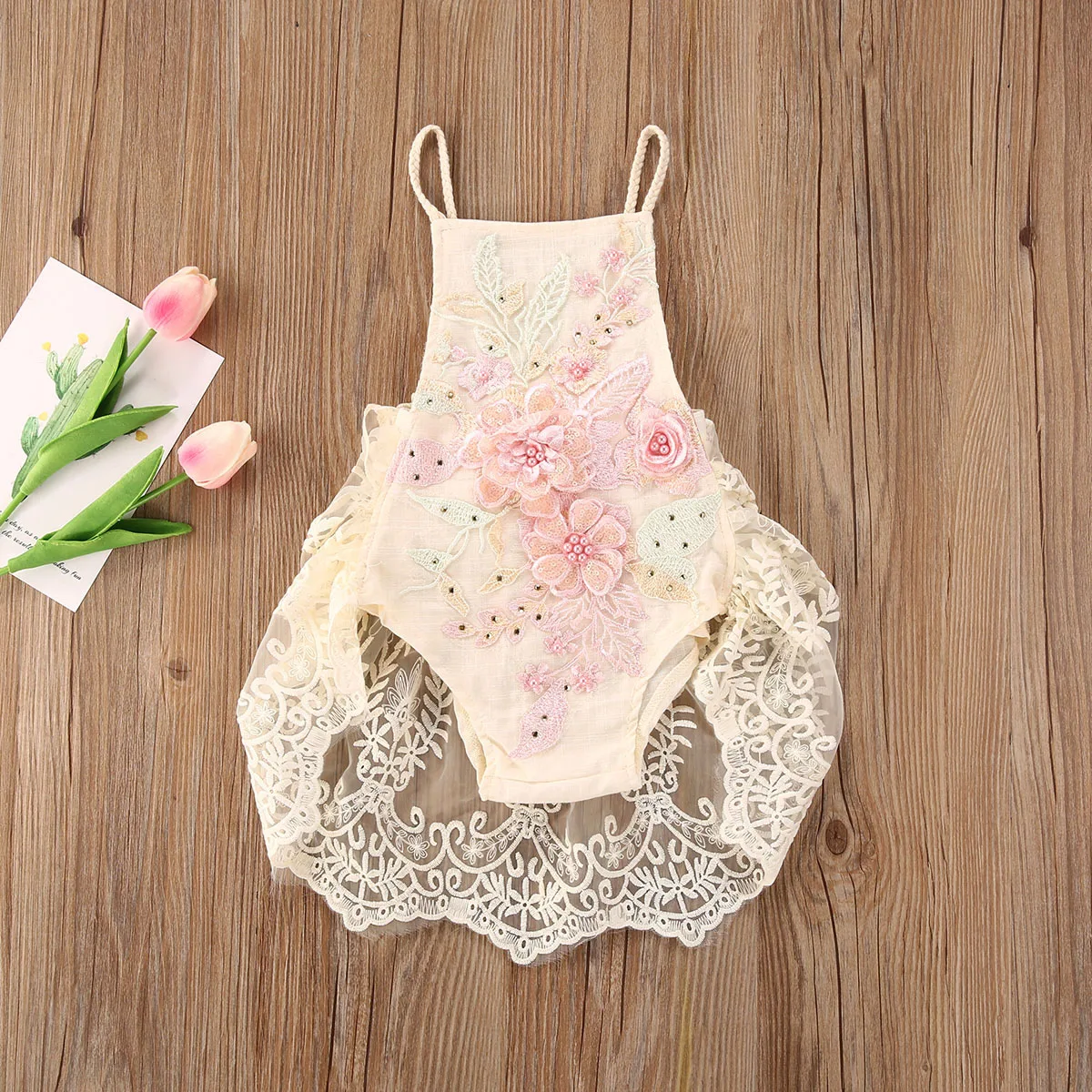 Baby Girl Romper Floral Lace Embroidery Jumpsuit Bodysuit Princess Summer Baby Bodysuit Outfit Clothes