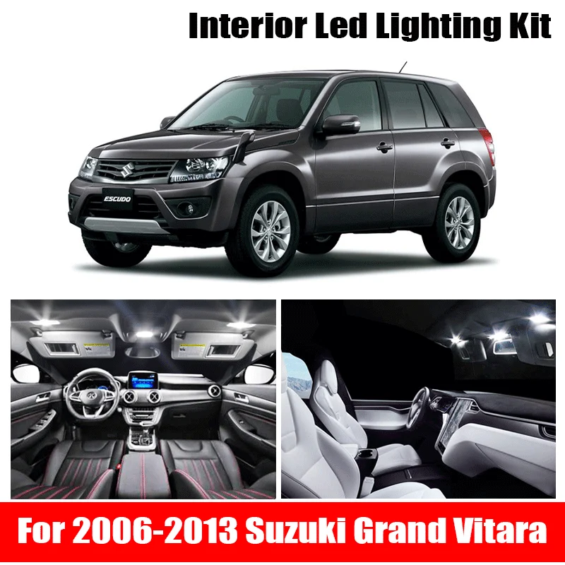 12x White Auto Car LED Light Bulbs Interior Kit For 2006-2013 Suzuki Grand Vitara 12V Led Map Dome License Plate Lamp Car Stylin