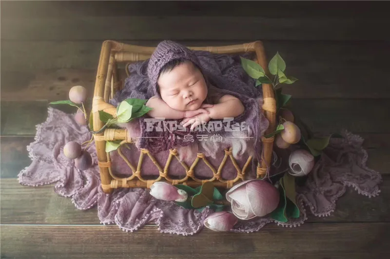 Fotografie Baby Props Vintage Woven Rattan Basket Newborn Photography Props Basket Baby Posing Sofa Bed Accessoire Bebe Photo