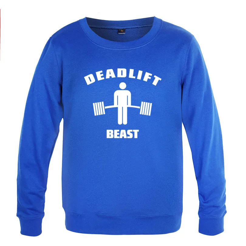 Deadlift Beast Weightlifting Sweatshirt Men Spring Autumn Long Sleeve O-Neck Pullover Casual Man Fitness Hoody Train Clothes