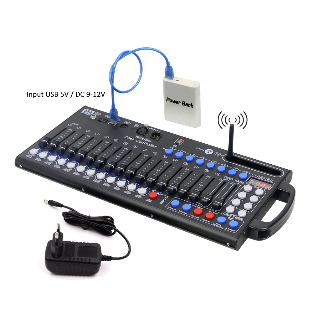 New ultrathin 384 Channels Wireless DMX512 Controller DMX Console Wireless Receiver Built in Battery For DJ Stage Lighting