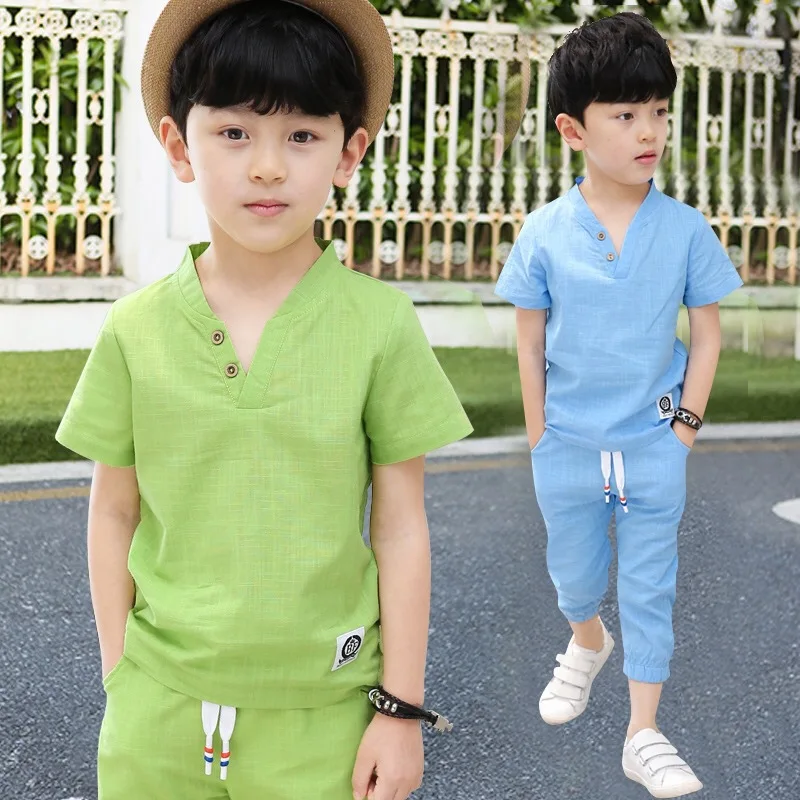 

Two-piece children's clothing Korean boy summer cotton comfortable short-sleeved suit children's new big boy clothes sets