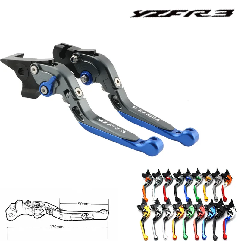 Laser Logo YZFR3 Red&Titanium CNC Adjustable Folding Extendable Motorcycle Brake Clutch Levers For Yamaha YZF R3 2015-2018 2017