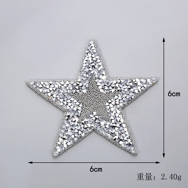 Hot Crystal Rhinestone Star Iron on Patches Bling Embroidered Applique For Clothing Shoe Bag Heat Transfer Sticker Stripes DIY