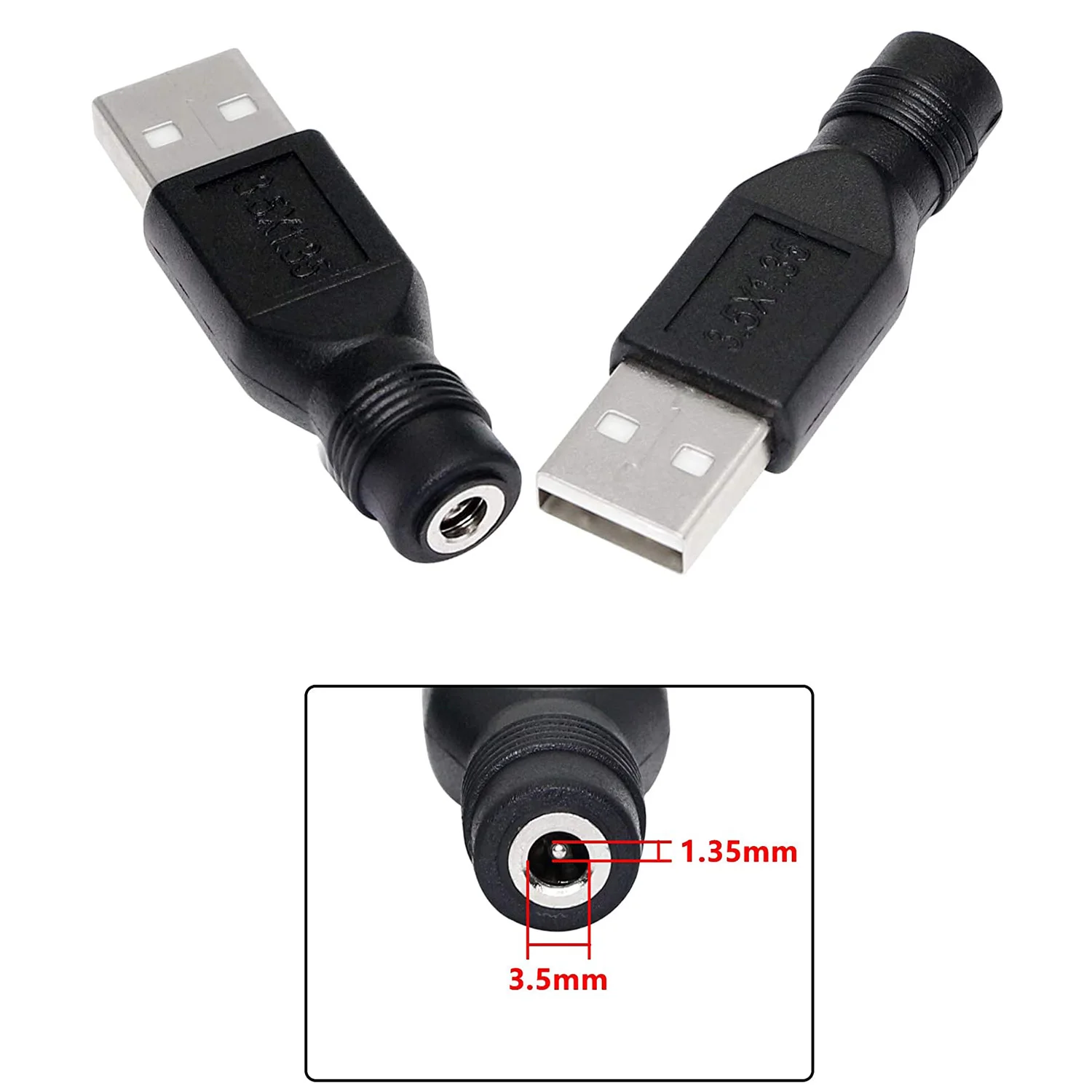 USB 2.0 A형(수) - 3.5mm X 1.35mm DC(암) 커넥터 충전 배럴 잭 전원 어댑터 (소형 DC 또는 USB 전자기기 충전용)