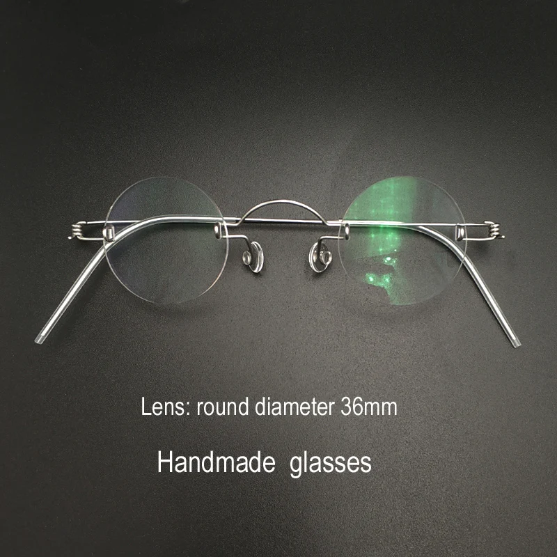 Retro small round frame screwless glasses prescription reading glasses for men and women frameless round myopia optical glasses