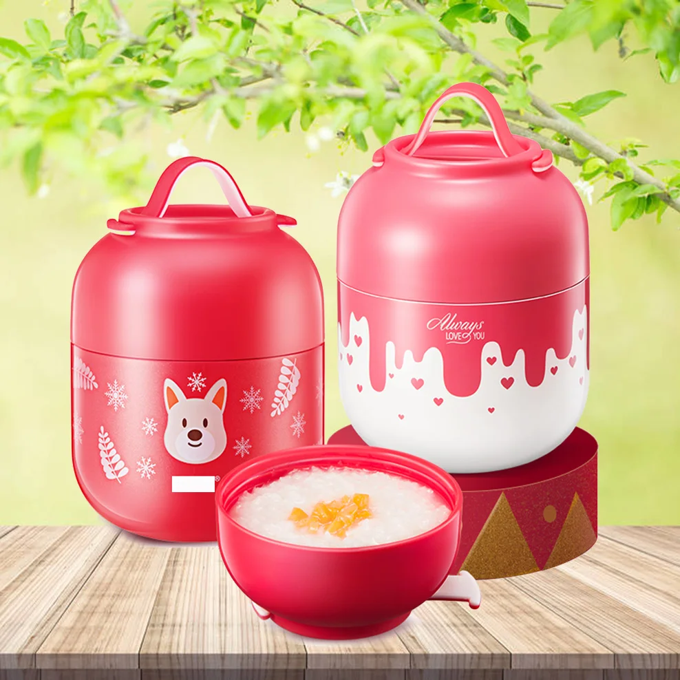 1L Braised Pot, Super Long Insulated Lunch Box, Stew noodle single bento can, Portable stewing beaker for office worker students