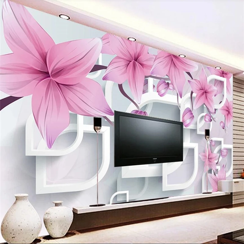 

wellyu Customized large murals fashion home improvement 3D three-dimensional dream lily mural wall wallpaper papel de parede