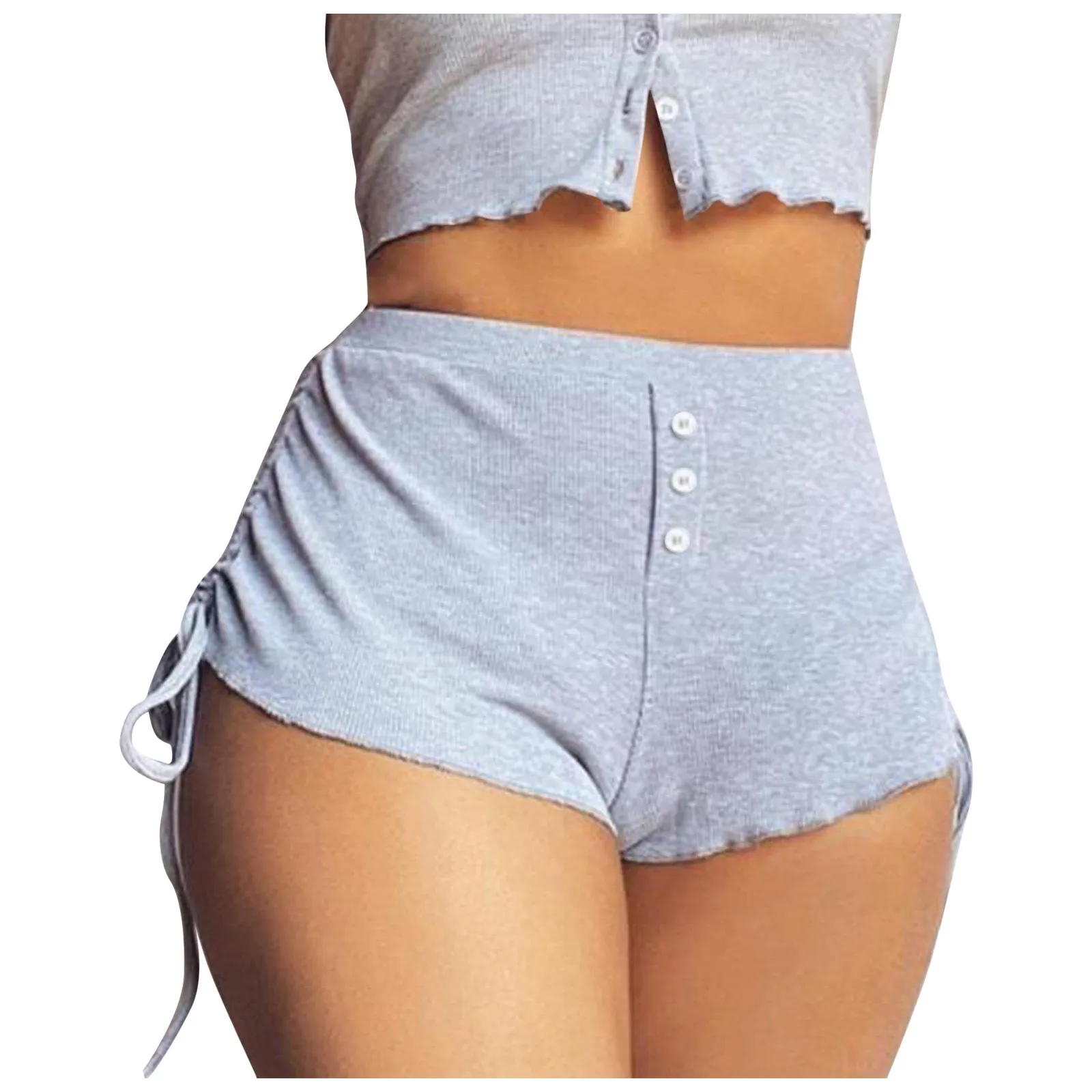 

Solid Color High Waisted Workout Drawstring Shorts Women Stretchy Athletic Hot Shorts Soft Women Fitness Sexy Lace Biker Shorts