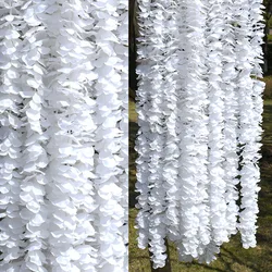 1m 2m/50pcs Artificial Orchid Flowers Rattan String Vine With Leaves For Home Wedding Garden Decoration Hanging Garland Wall