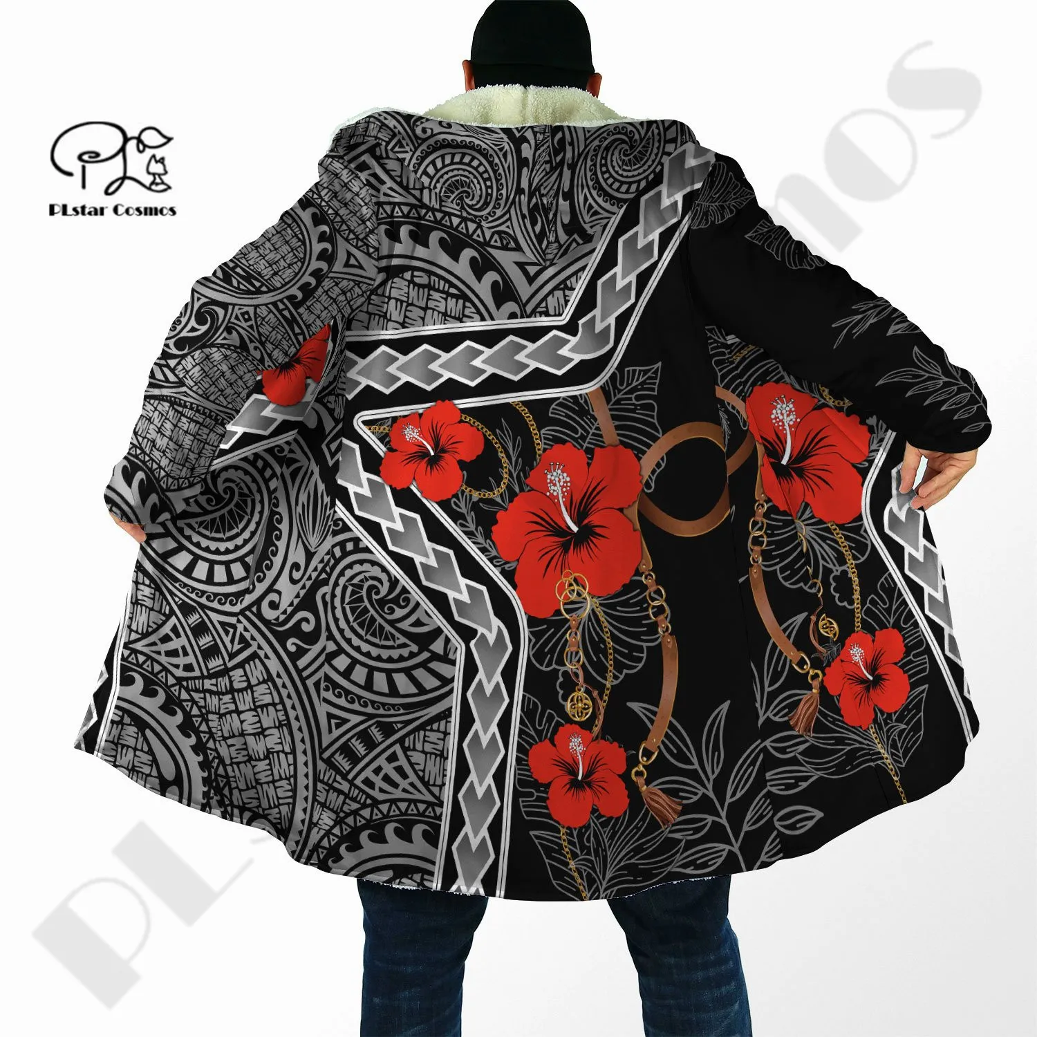 PLstar Cosmos 3Dprinted Cloak Tribal Tattoo Polynesia Art Coat Hooded Casual Unqiue Unisex Man/Woman Premium Hrajuku US Size W-1