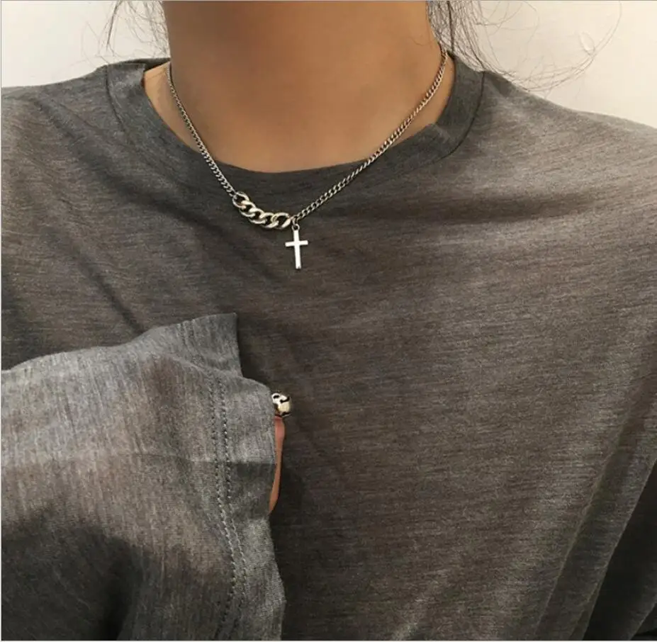 Simple Classic Fashion Double Sided Cross Antique Silver Color Pendant Girl Short Long Chain Necklaces Jewelry For Women S2198 - Image 5