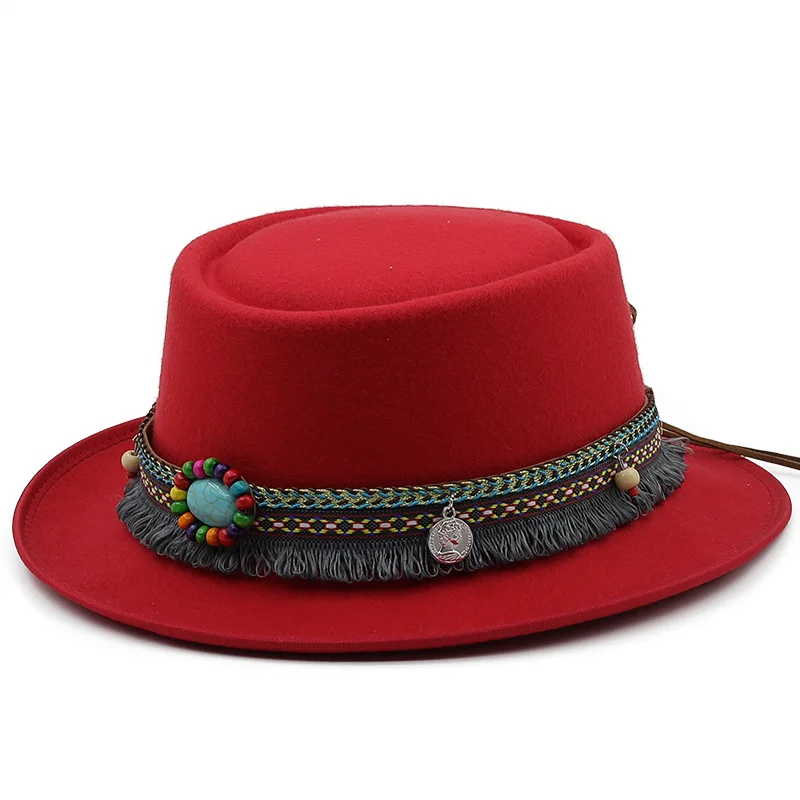 Klassieke Wollen Soft Vilt Pork Pie Hat Fedora Voor Mannen Vrouwen Herfst Winter Wol Hoed Gebogen Rand Hoed