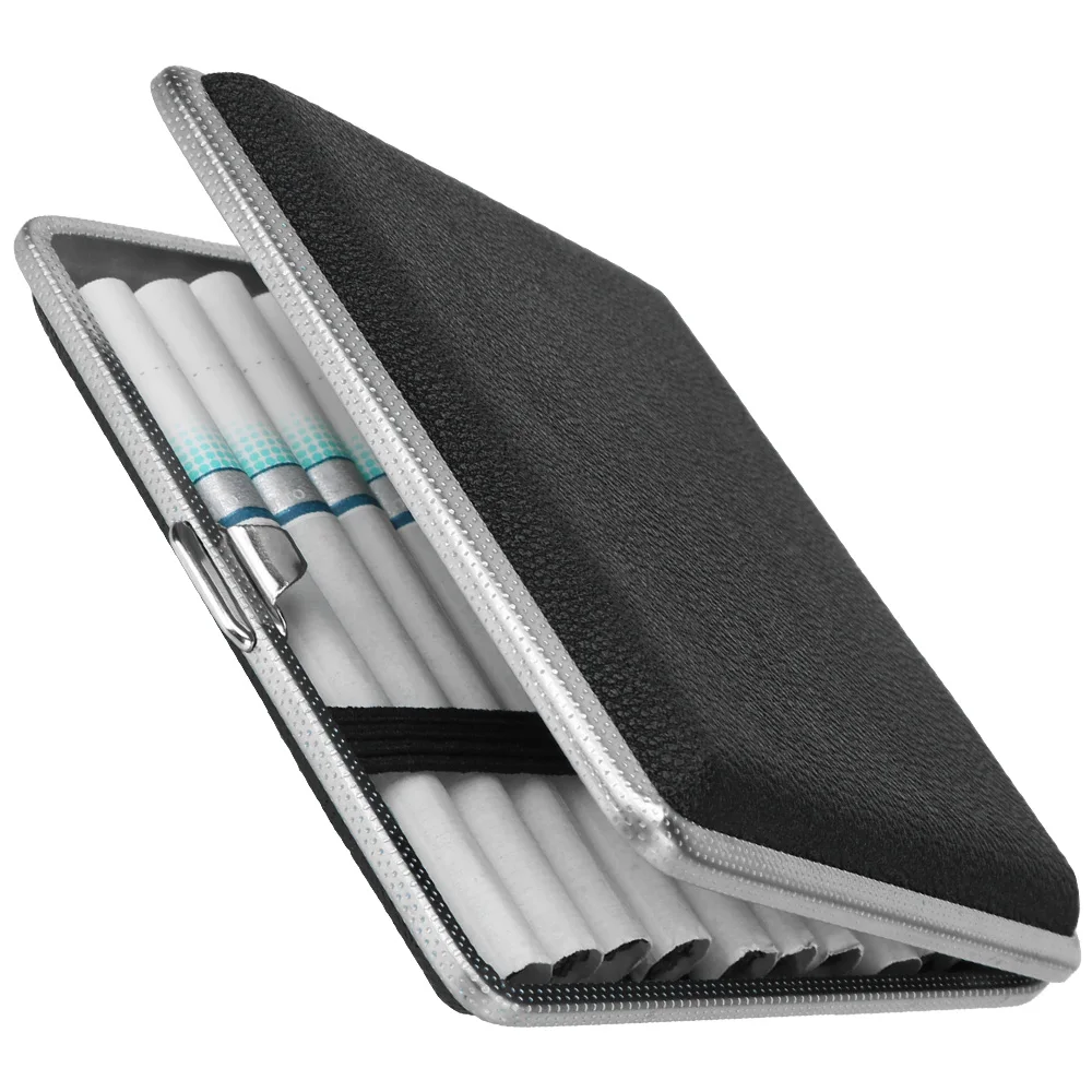 Stainless Steel Tobacco Cigarette Box For 20pcs Cigarettes Leather Cigars Cigarette Cases 1PCS Cigarette Tools Double-open
