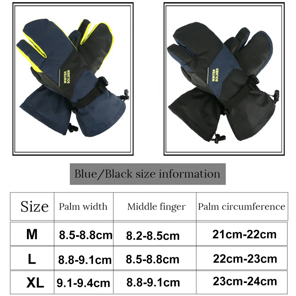 Men Women Touch Screen Skiing Gloves 3/5 Fingers Windproof Long Wrist Winter Warm Snowboard Waterproof Cycling Sports Mittens