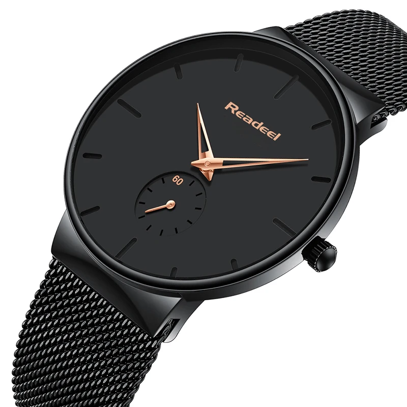 

Watch Men Waterproof Slim Mesh Strap Minimalist Wrist Watches For Men Quartz Sports Watch Clock Relogio Masculino READEEL