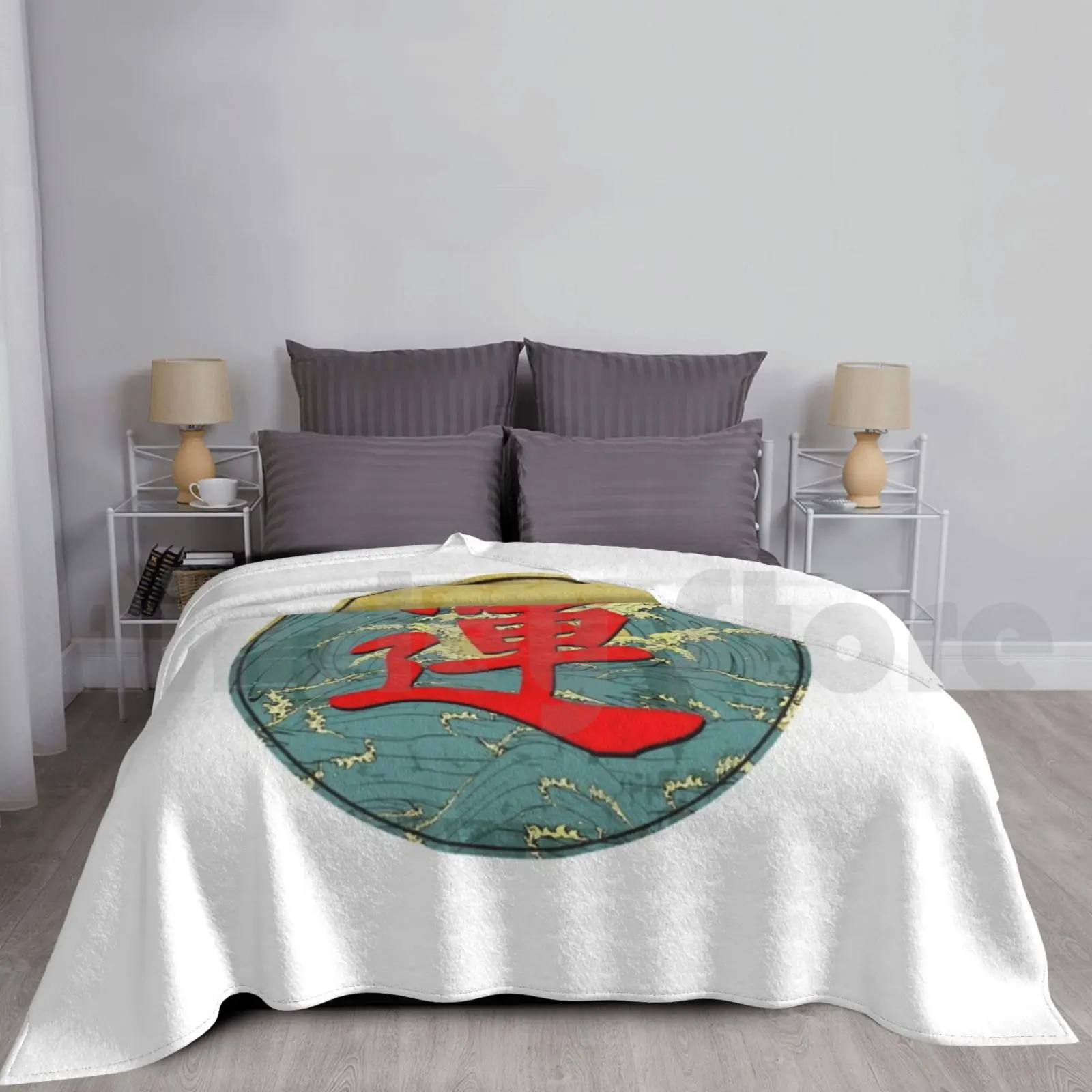 Japanese Culture Lover , Luck Kanji Writing Kanagawa Blanket For Sofa Bed Travel Japan Culture Food Sushi Anime