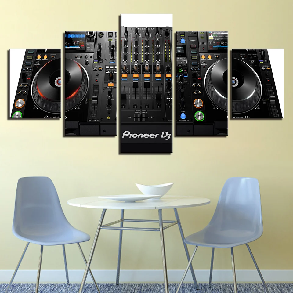 

Wall Art Canvas Paintings Posters Pictures 5 Pieces Music DJ Console Instrument Player Mixer Living Room Decor Framework