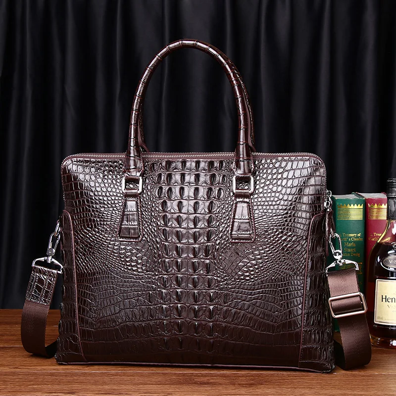 New Crocodile Leather man bag handbag business briefcase computer bag business trip leather man one shoulder messenger bag