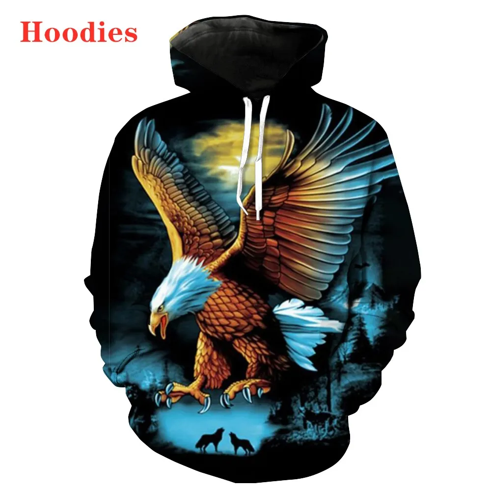 

New 3D Printing Eagle Fashion Men Women Tracksuits Crewneck Hoodies Plus Size S-7XL Harajuku