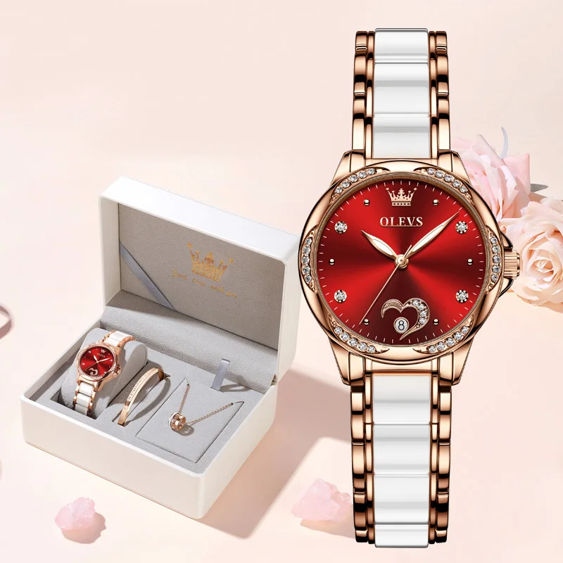 

OLEVS Women Fashion Watch Automatic Mechanical Wrist Watch for Women Ladies Elegant Ceramic Strap Watch Clock relogio feminino