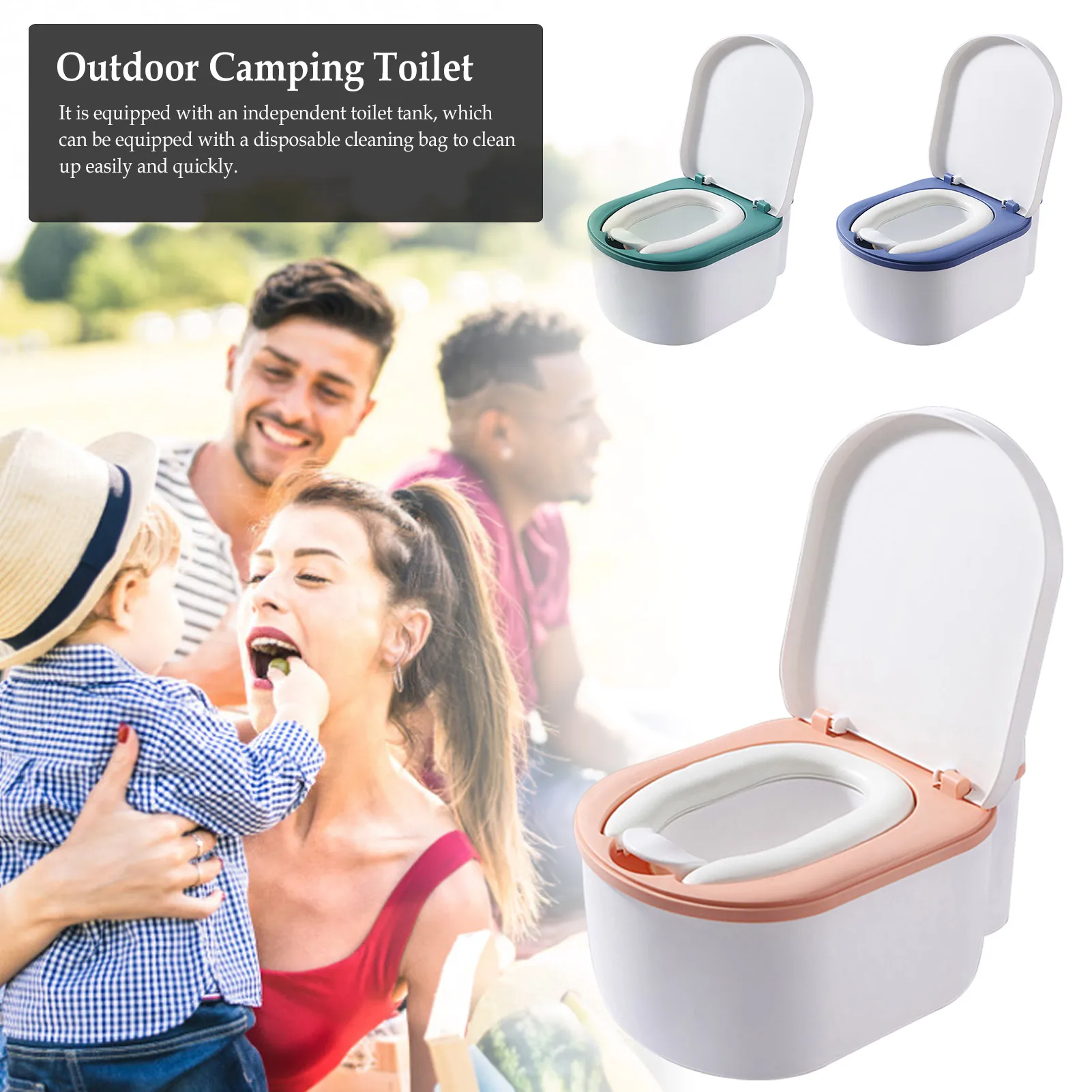 Outdoor Camping Toilet Stable Comfortable Close-stool Stink-pot Splash-proof For Children Adults Business Trips Beach Barbecue