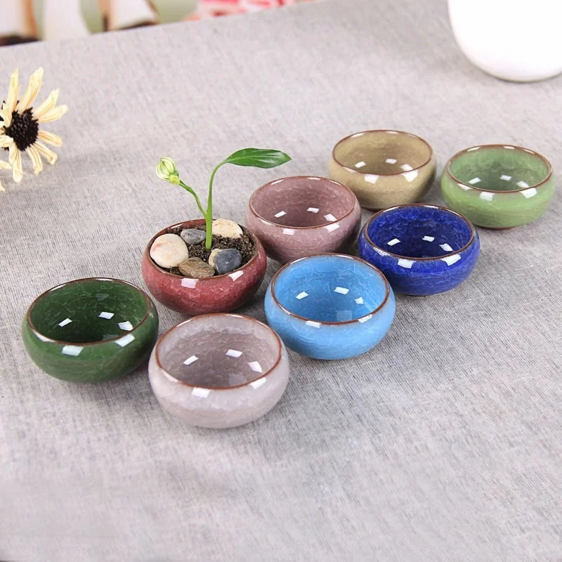 Ice-Crack Glaze Flower Ceramic Succulent Flower Plant Mini Pot Succulent Planter Flowerpot Home Office Desktop Decoration pots