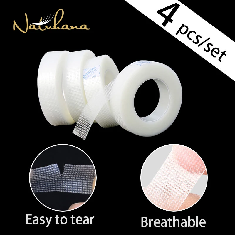 Professional 4Pcs Medical PE False Eyelash Extension Tape Anti-allergy Easy Tear Eye Tapes for Grafting Fake Lash Eyeliner Tapes