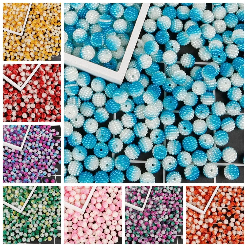 50pcs 10mm Round Bubbles ABS Plastic Pearl Loose Beads Crafts DIY Findings