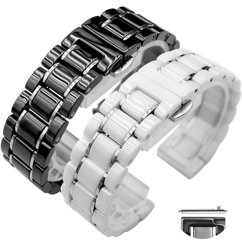 14 15 16 17 18 19 20 21 22 23 24 mm luxury universal ceramic band white black rose gold men's ladies watch strap bracelet belt