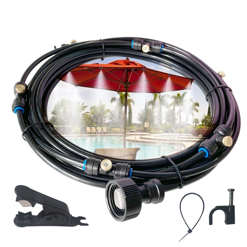 

DIY Hot Sale 13m Outdoor Cooling Patio Misting System Fan Cooler Water Mist Gardenhouse Spray Hot fog Misting System