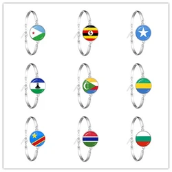 Djibouti,Uganda,Gambia,Congo,Gabon,Comoros,Lesotho,Somalia,Bulgaria National Flag Glass Cabohcon Bracelet For Women Men Gift