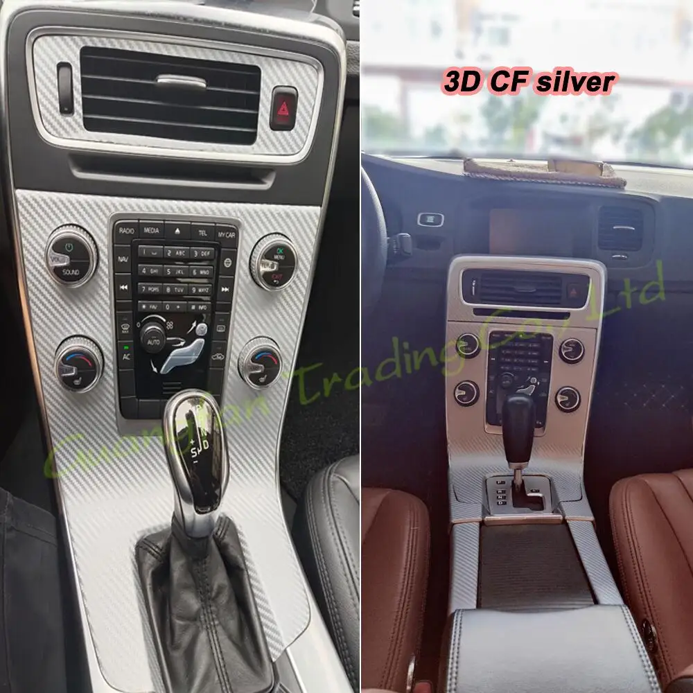 For Volvo S60 V60 Car-Styling 3D/5D Carbon Fiber Car Interior Center Console Color Molding Decorative Sticker Parts Accessories