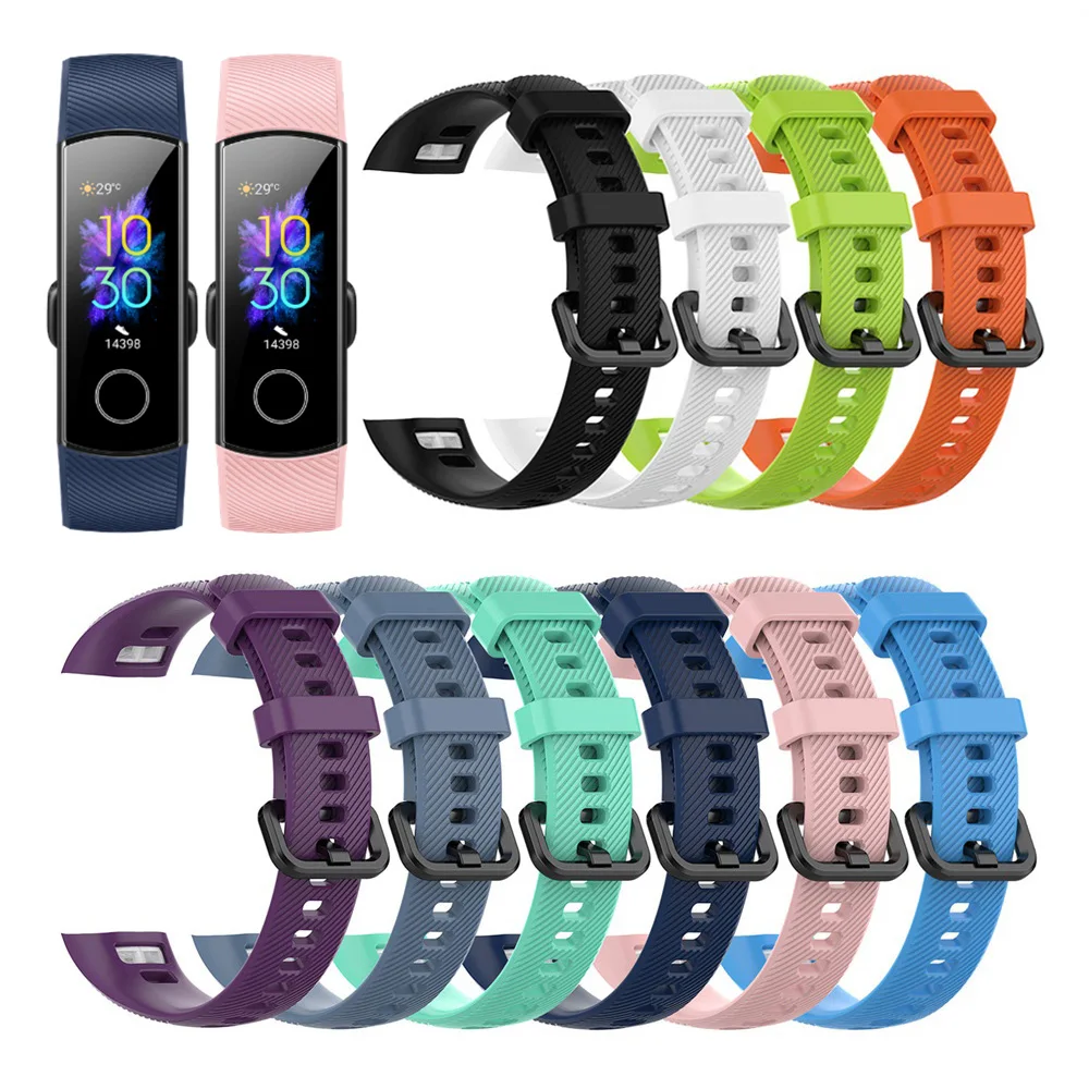 1PC Watch Replacement Strap For Honor Band 5 4 Soft Silicone Sports Wristbands Classic Colorful 2021 Adjustable Comfortable Band