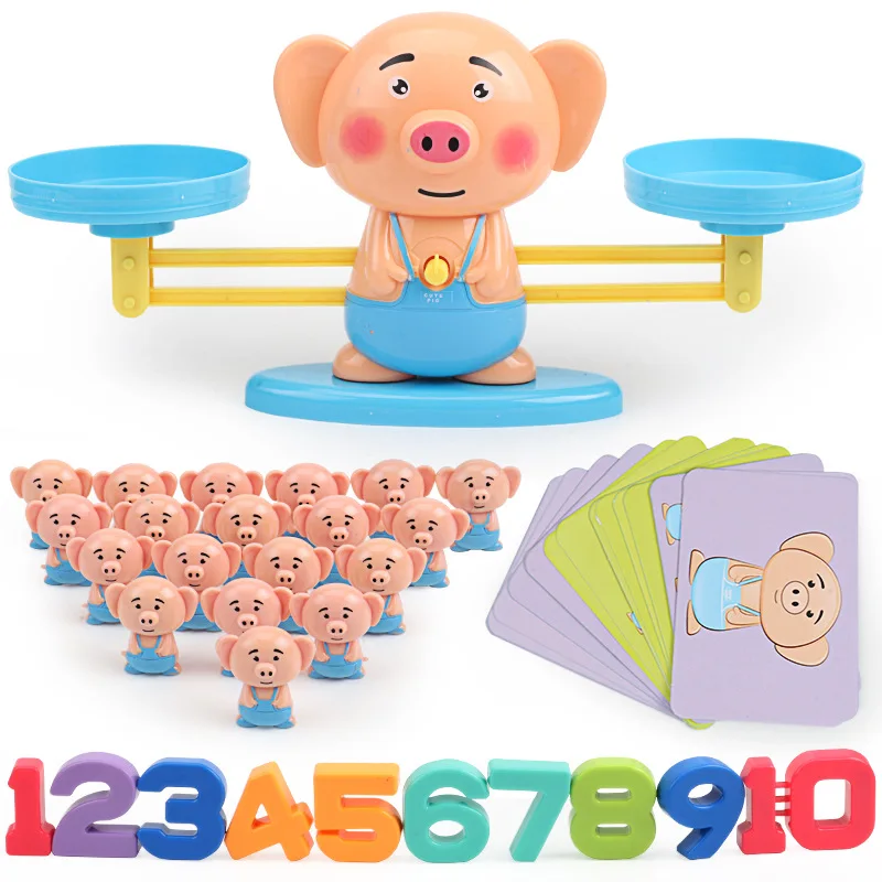 Math Match Game Board Toys Monkey Cat Digital Balance Scale Toy Kids Educational Learning Toy Add Subtract Math Toys