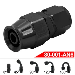 Universal PTEF AN6 AN8 Straight 45 90 120 180 DEGREE REUSABLE SWIVEL PTFE HOSE END FITTING BLACK RED