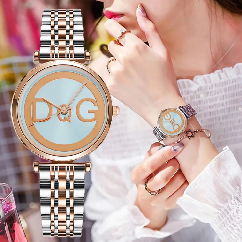 Women Watches Top Brand Luxury DQG Fashion Diamond Ladies Wristwatches Stainless Steel Silver Mesh Strap Female Quartz Watch