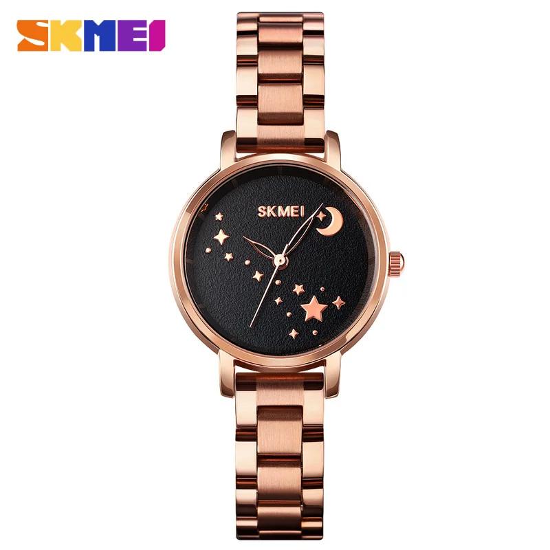 

SKMEI 2020 Fashion Small Dial Women's Quartz Watches Stars Stainless Steel Strap Waterproof Bracelet Ladies Wrist Watches 1708