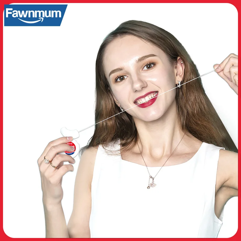 Fawnmum-hilo Dental con sabor a menta, limpiador de dientes de 50 m/rollo de cera para higiene bucal