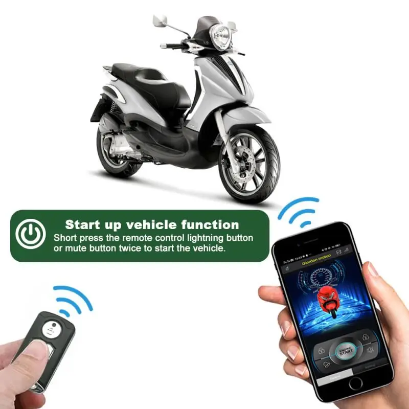 Motorcycle Burglar Alarm Smart Phone APP Control Remote Start Up Lock Unlock Vibration Warning Anti-theft