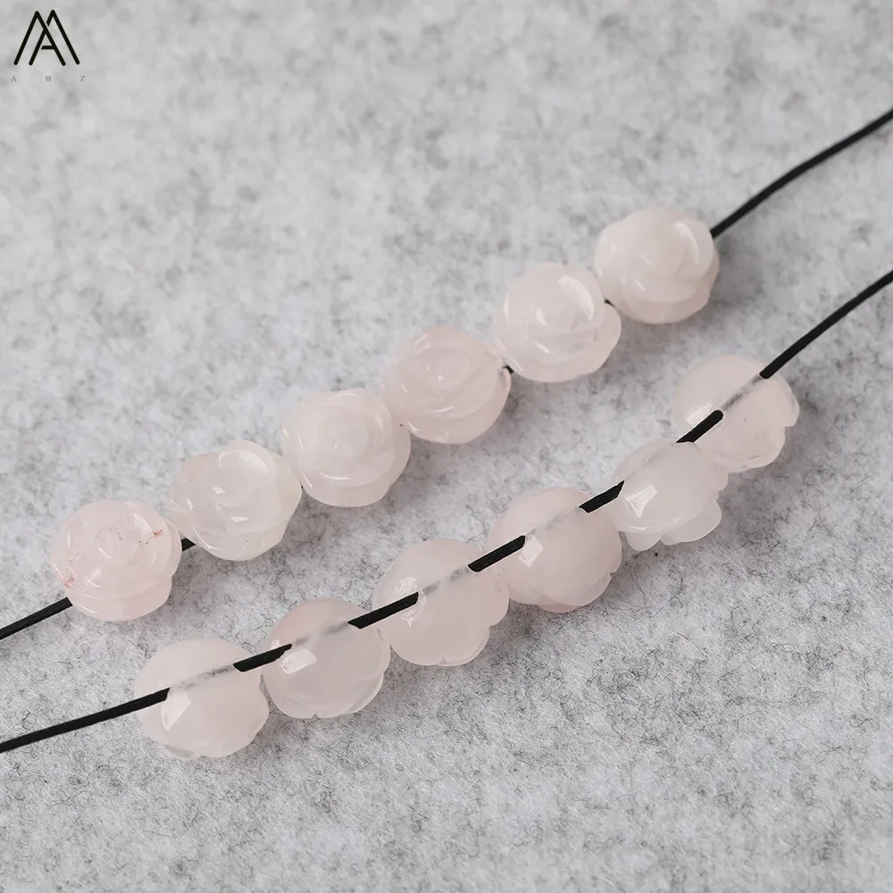 15 teile/los 10mm Natürliche Achate Lapis Fluorit Stein Quarz Kristall Geschnitzte Rose Blume Form Ohrring Perlen Für Schmuck DIY Machen – Detail 16