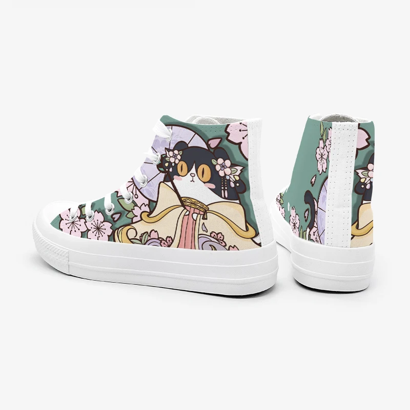 Amy and Michael Anime Hand Painted Ladies Canvas Shoes Girls Ankle Hi Tops Sneakers Women Student Retro Plimsolls Pumps Trainers