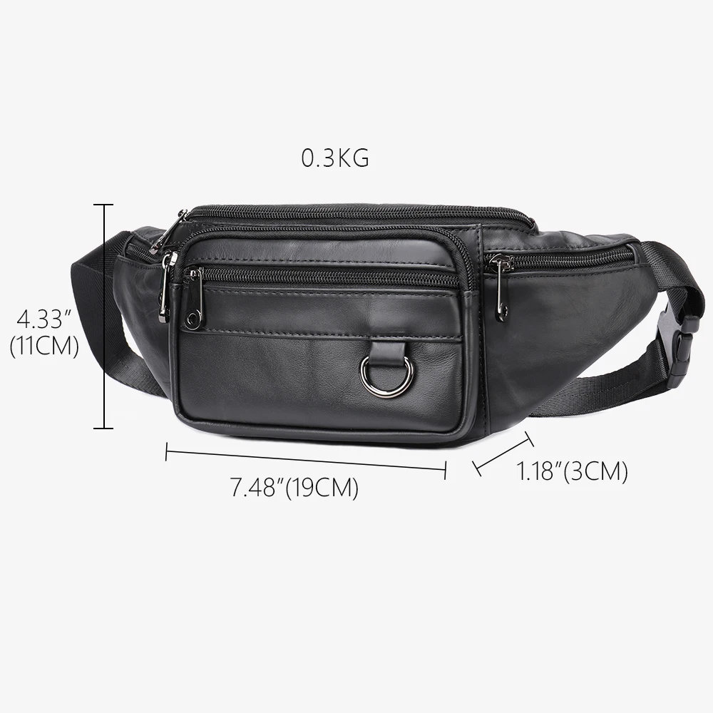 WESTAL Men\'s Waist Bag with Multi-pockets for Phone Belt Bag Men Black Travel Outdoor Waist Pack Belt Pouch Bags Chest Pack 904