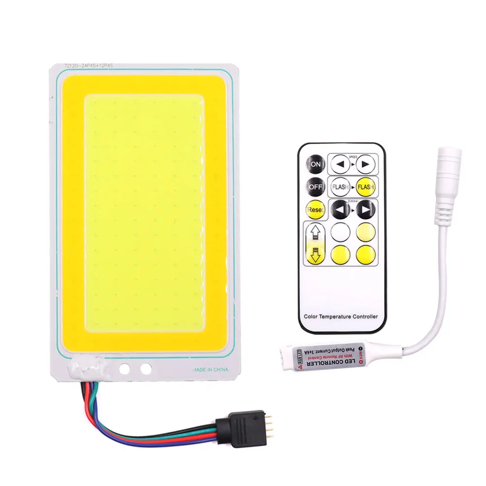 Remote Control Dimmable Double Color LED Light Panel COB Lamp 12V Cold Warm Bicolor with Dimmer for Auto Car Lighting DC12V Bulb